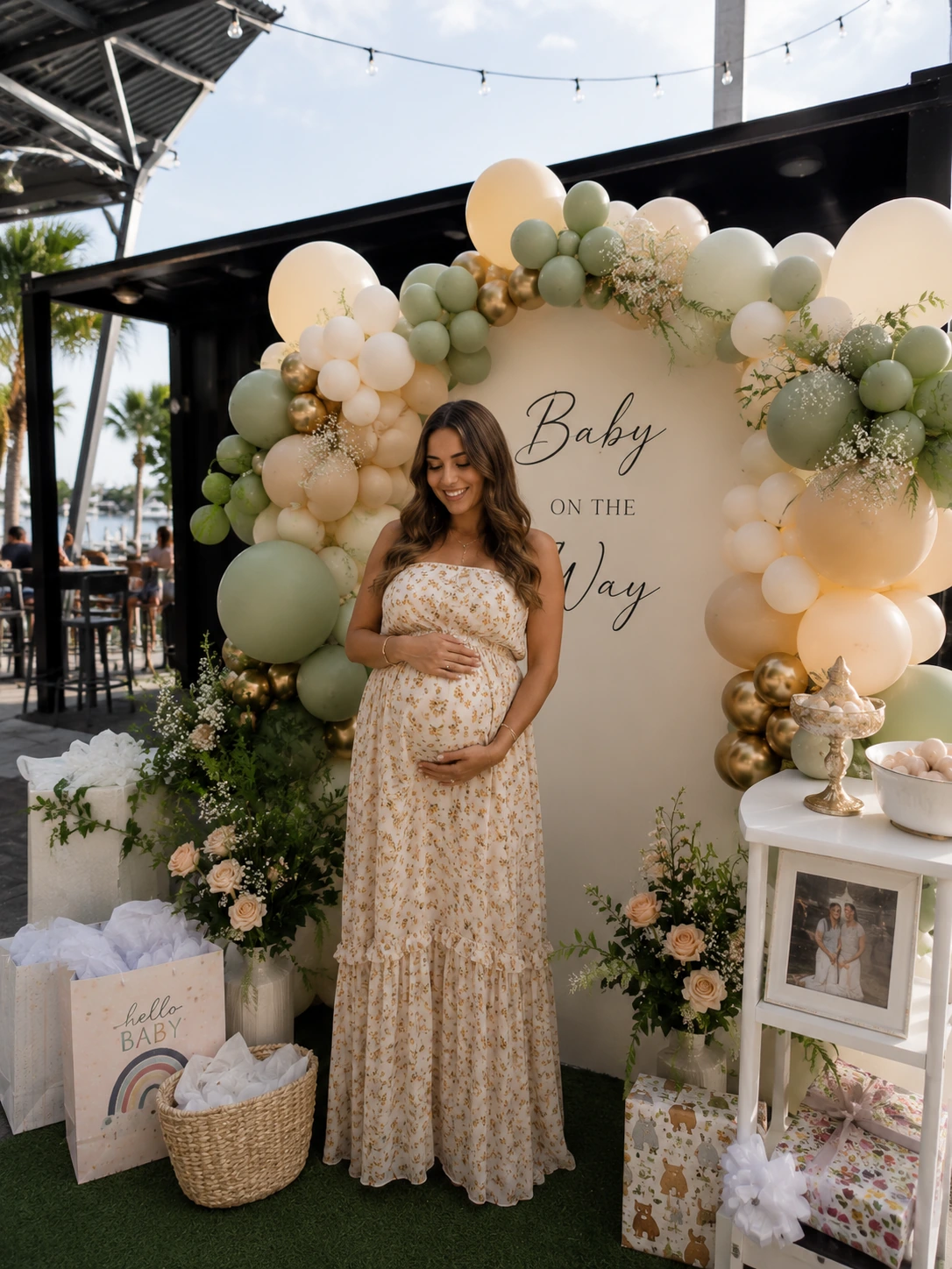 Baby shower photo moment at Celebration Park Naples