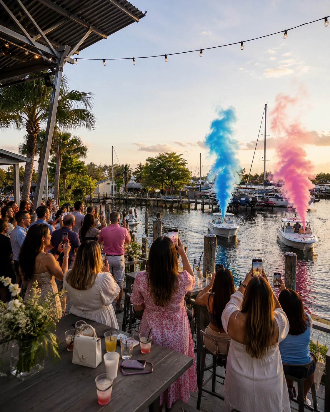 Boat gender reveal celebration at Celebration Park Naples