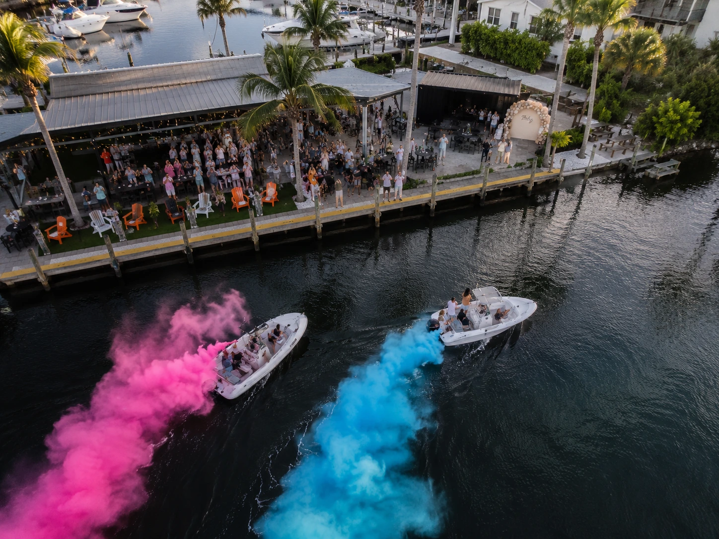 Waterfront gender reveal on the water at Celebration Park Naples