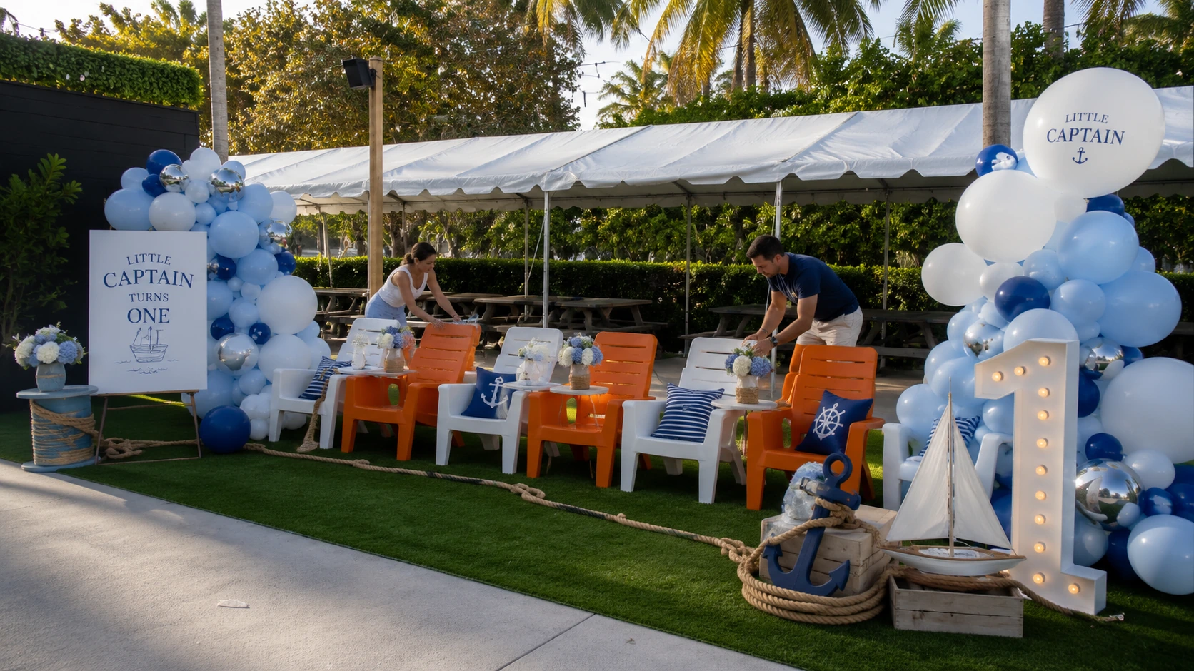 Nautical first birthday Little Captain celebration at Celebration Park Naples