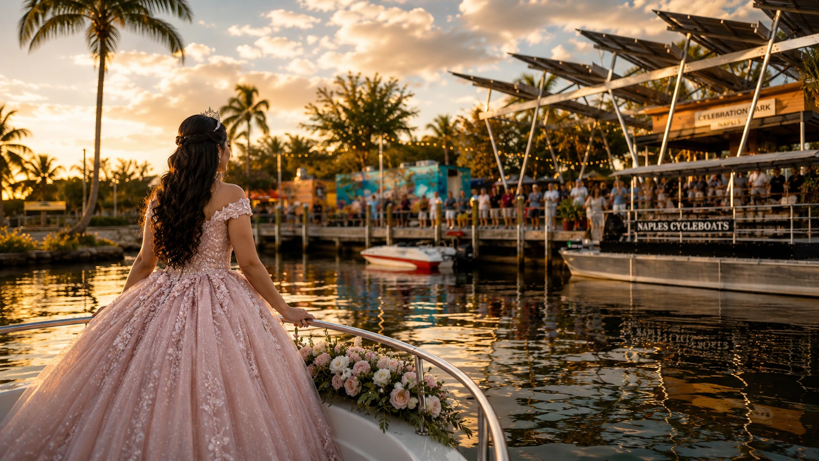 Quinceañera boat arrival at Celebration Park Naples