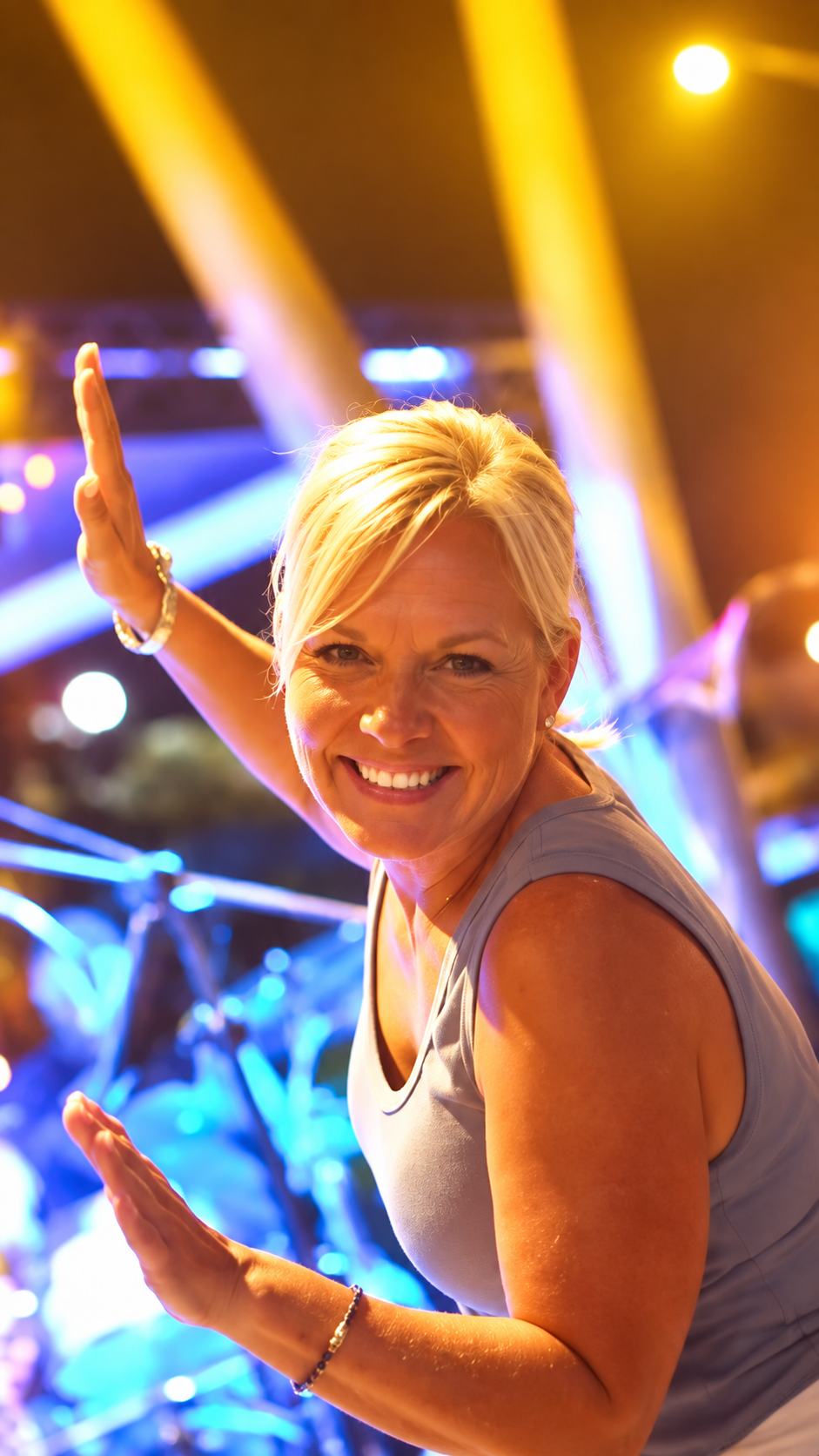Guest dancing at night at Celebration Park Naples