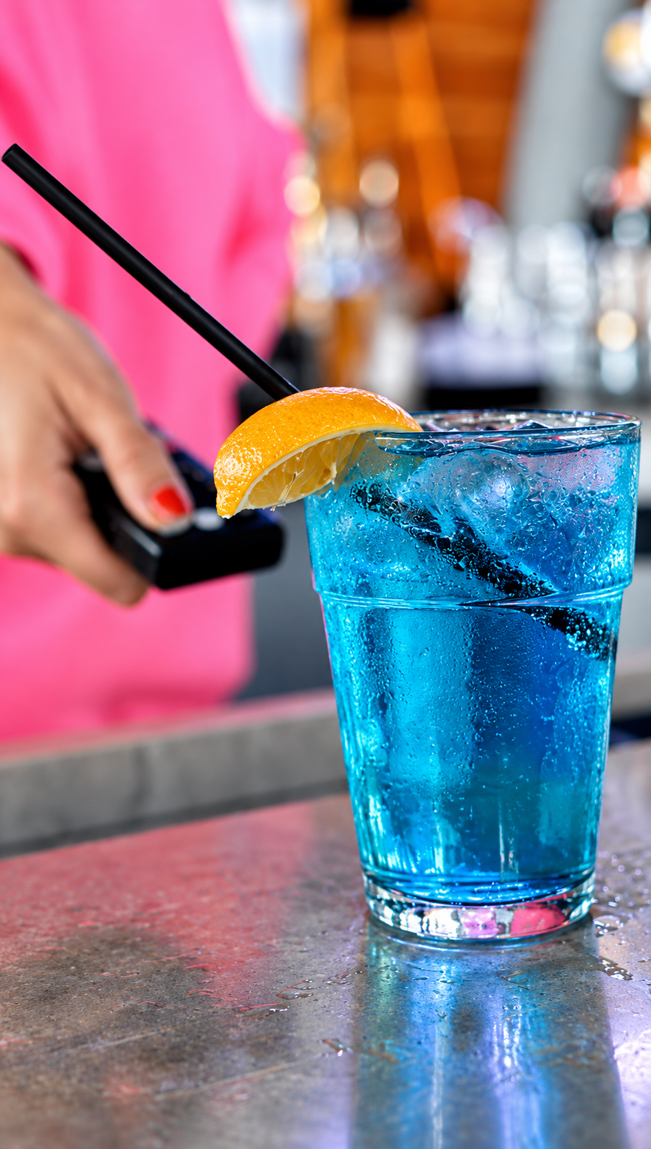 Blue citrus cocktail at Celebration Park Naples