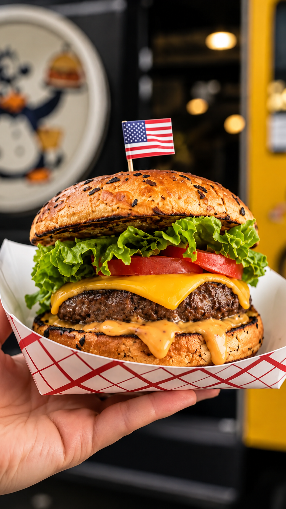 Gourmet cheeseburger from a food truck at Celebration Park Naples