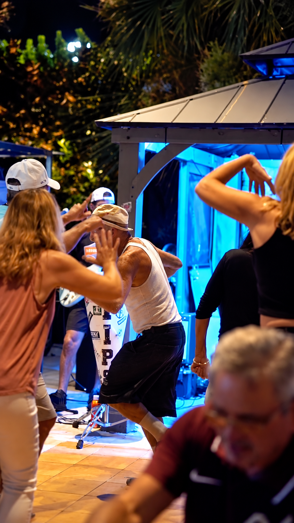 Outdoor dance floor at night at Celebration Park Naples