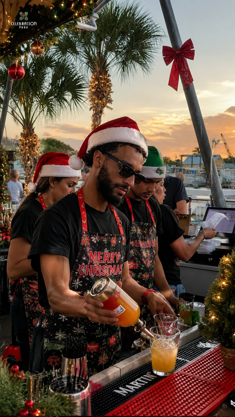 Christmas event with food trucks and full bar at Celebration Park Naples