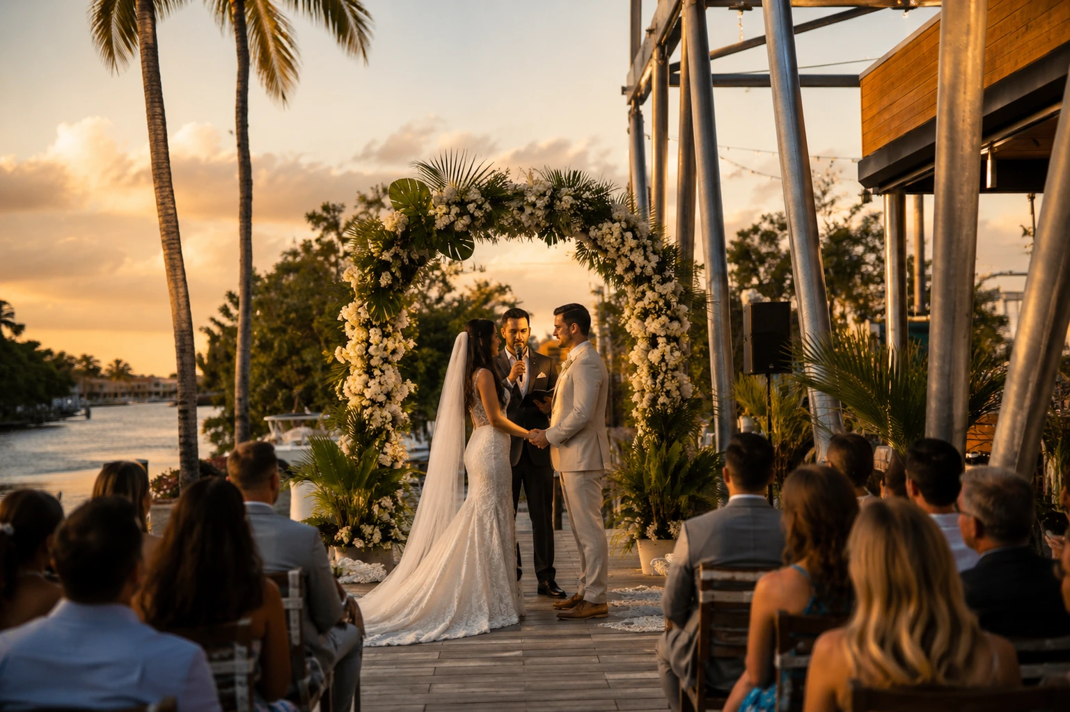 Waterfront wedding ceremony at Celebration Park Naples
