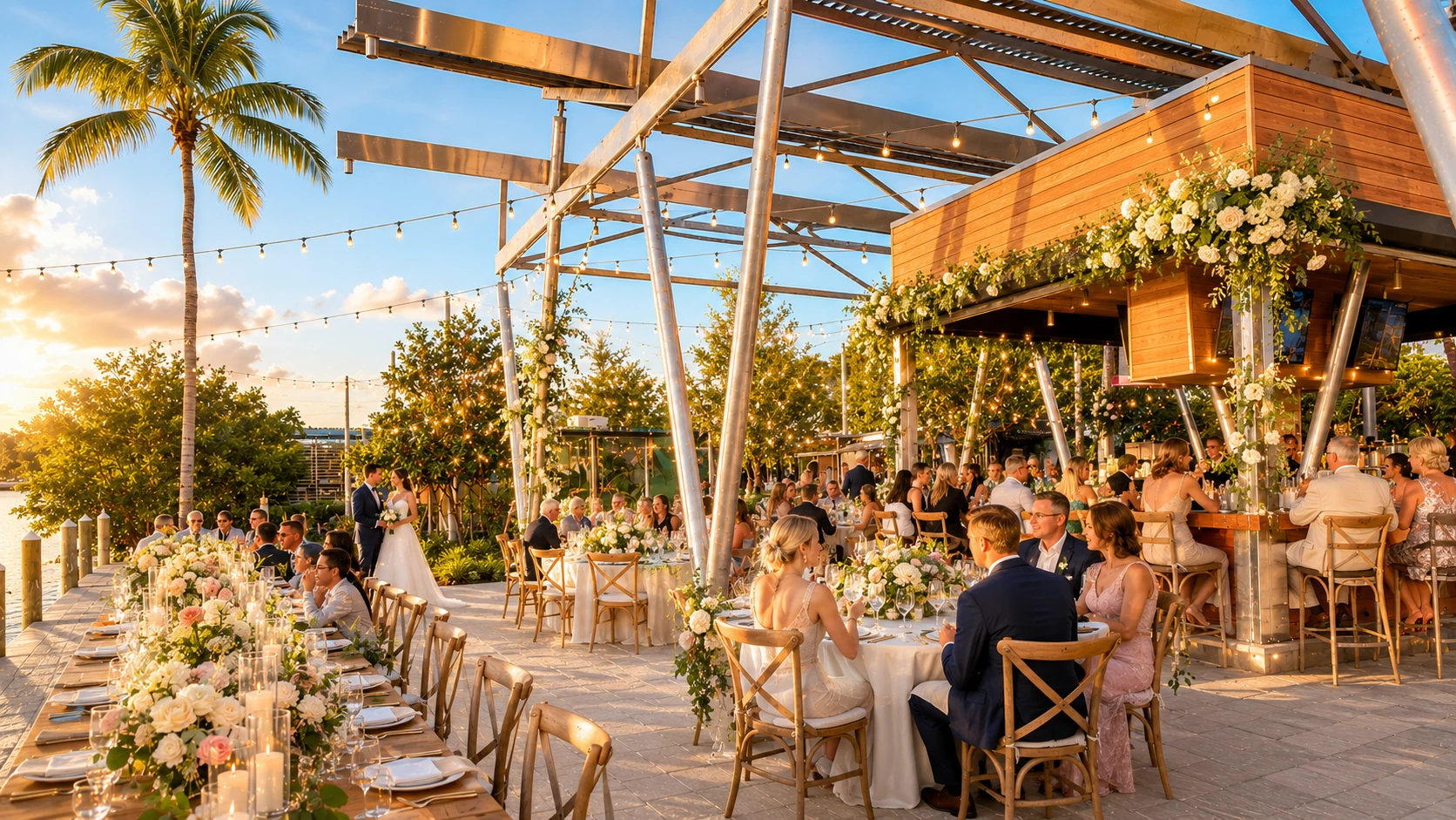 Wedding waterfront celebration at Celebration Park Naples